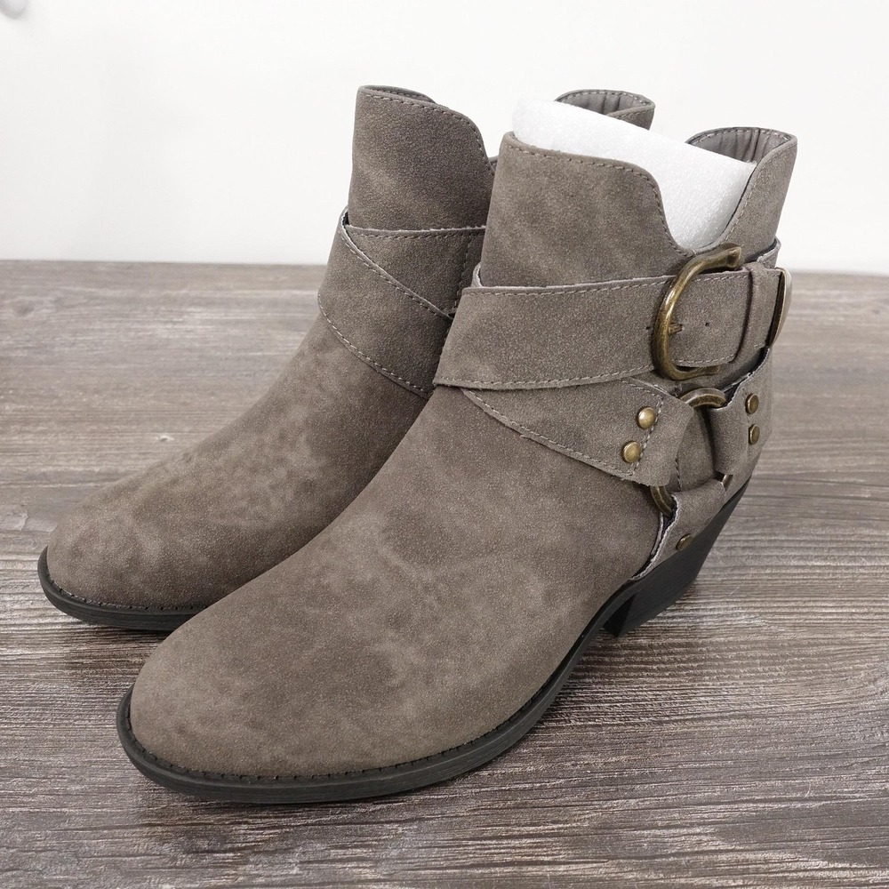 New! Frye‎ & Co Bellame Booties Womens Size 6 Gray Suede Ankle Block Heel
